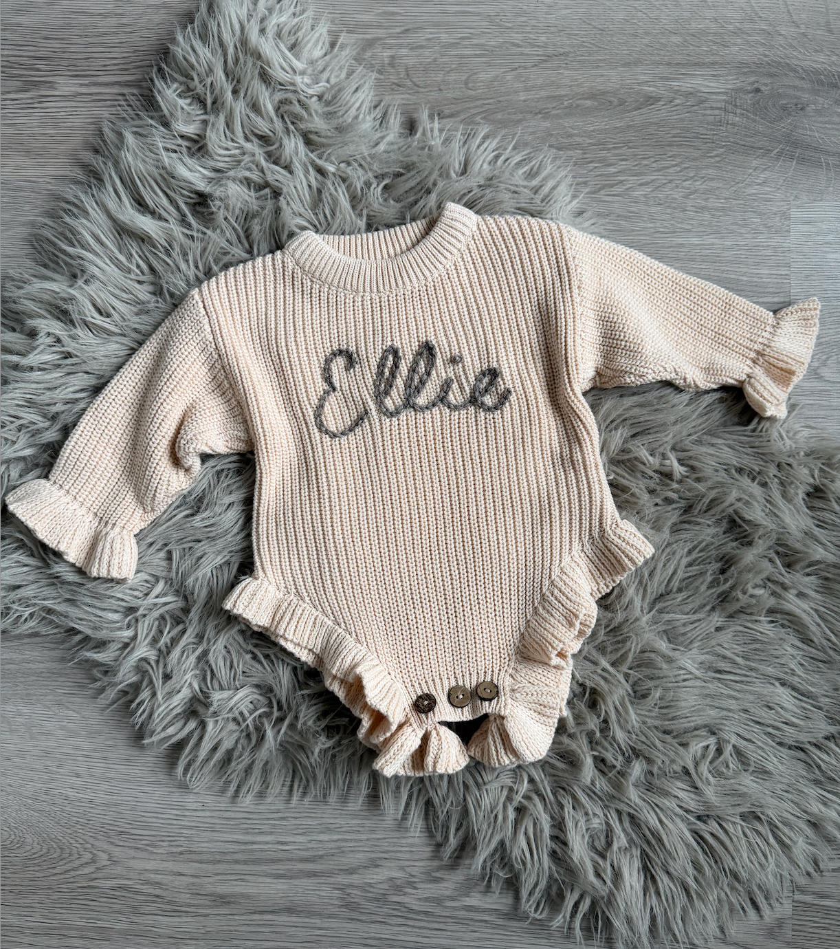 Stickad Romper - Beige