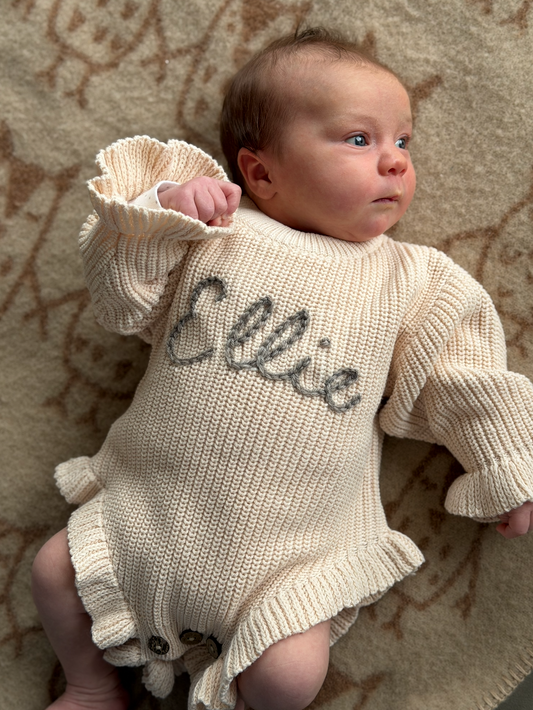 Stickad Romper - Beige